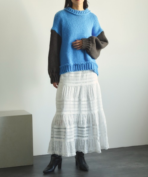 Libra Cue（リブラ キュー）の「バイカラーバルーンスリーブニット（ニット/セーター・レディース・ブラック/アイボリー/グレー/ブルー/ネイビー/モカ・FREE）」の17枚目の写真