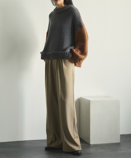 Libra Cue（リブラ キュー）の「バイカラーバルーンスリーブニット（ニット/セーター・レディース・ブラック/アイボリー/グレー/ブルー/ネイビー/モカ・FREE）」の13枚目の写真