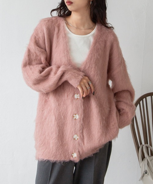 Chillfar（チルファー）の「ヘアリーボリュームシャギーカーデ（カーディガン/ボレロ・レディース・グレー/ブルー/アイボリー/ブラック/ピンク/オレンジ・FREE）」の5枚目の写真