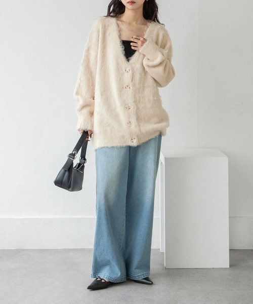 Chillfar（チルファー）の「ヘアリーボリュームシャギーカーデ（カーディガン/ボレロ・レディース・グレー/ブルー/アイボリー/ブラック/ピンク/オレンジ・FREE）」の17枚目の写真