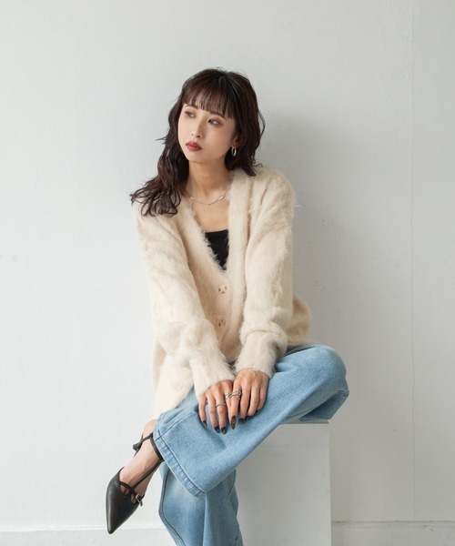 カーディガン ヘアリーボリュームシャギーカーデ レディース Chillfar（チルファー）の「ヘアリーボリュームシャギーカーデ