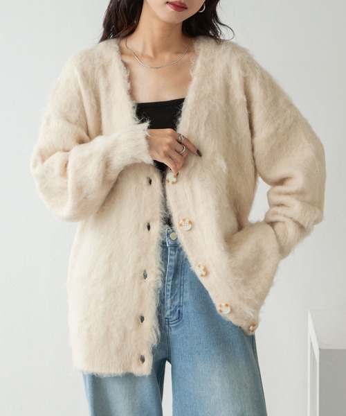 Chillfar（チルファー）の「ヘアリーボリュームシャギーカーデ（カーディガン/ボレロ・レディース・グレー/ブルー/アイボリー/ブラック/ピンク/オレンジ・FREE）」の20枚目の写真