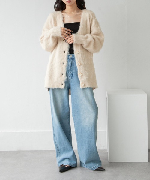 Chillfar（チルファー）の「ヘアリーボリュームシャギーカーデ（カーディガン/ボレロ・レディース・グレー/ブルー/アイボリー/ブラック/ピンク/オレンジ・FREE）」の8枚目の写真