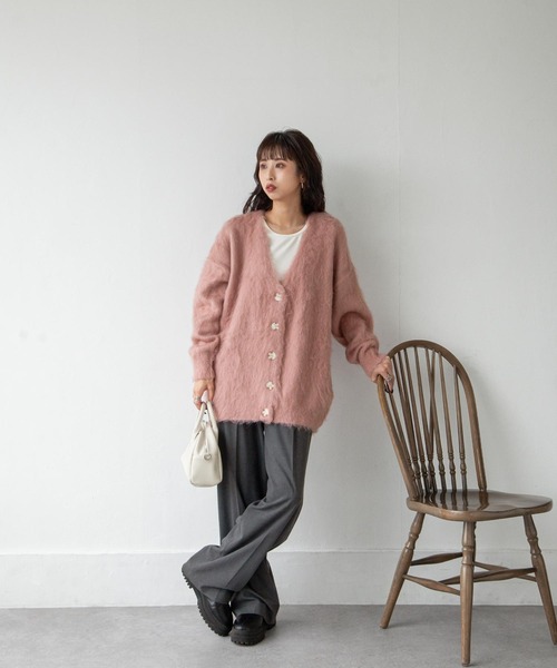 カーディガン ヘアリーボリュームシャギーカーデ レディース Chillfar（チルファー）の「ヘアリーボリュームシャギーカーデ
