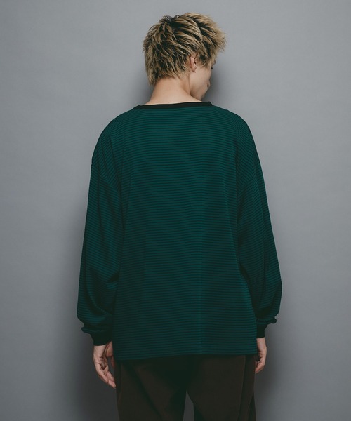 brknhome(ブロークンホーム)の「【brknhome/ブロークンホーム】オーバーサイズ ボーダーロンT(Tシャツ/カットソー・メンズ・オフホワイト/グリーン・MEDIUM/LARGE)」の14枚目の写真