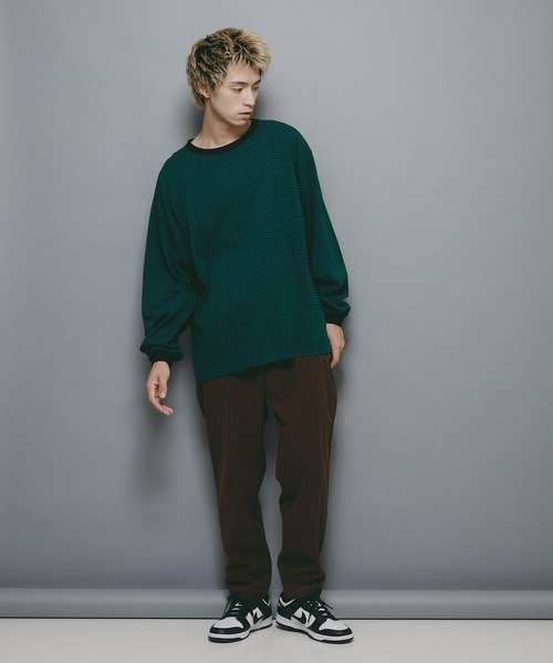 brknhome(ブロークンホーム)の「【brknhome/ブロークンホーム】オーバーサイズ ボーダーロンT(Tシャツ/カットソー・メンズ・オフホワイト/グリーン・MEDIUM/LARGE)」の15枚目の写真