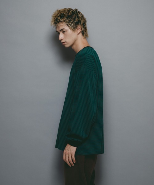 brknhome(ブロークンホーム)の「【brknhome/ブロークンホーム】オーバーサイズ ボーダーロンT(Tシャツ/カットソー・メンズ・オフホワイト/グリーン・MEDIUM/LARGE)」の13枚目の写真
