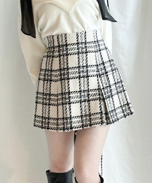 NOMAE（ノーマエ）の「チェックタックミニスカート（スカート・レディース・グレー系その他/ブラック系その他/ホワイト系その他・FREE）」の4枚目の写真