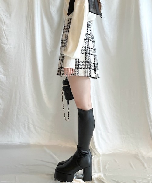NOMAE（ノーマエ）の「チェックタックミニスカート（スカート・レディース・グレー系その他/ブラック系その他/ホワイト系その他・FREE）」の7枚目の写真
