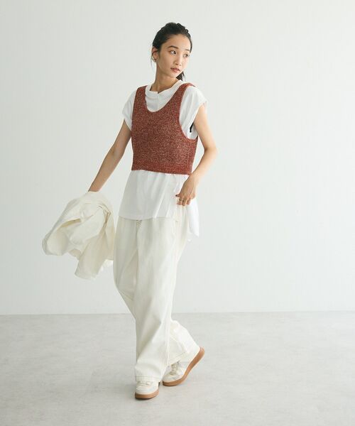 CRAFT STANDARD BOUTIQUE(クラフトスタンダードブティック)の「ワッフル編み短丈ニットベスト(ベスト・レディース・ボルドー/アイボリー/ブラック/カーキ・FREE)」の14枚目の写真