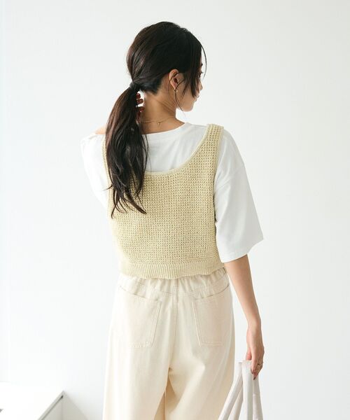 CRAFT STANDARD BOUTIQUE(クラフトスタンダードブティック)の「ワッフル編み短丈ニットベスト(ベスト・レディース・ボルドー/アイボリー/ブラック/カーキ・FREE)」の19枚目の写真
