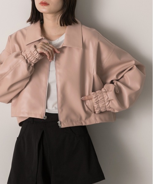 ad thie（アドティエ）の「ショート ライダースジャケット（ライダースジャケット・レディース・ピンク/ブラック/ブラウン・FREE）」の19枚目の写真