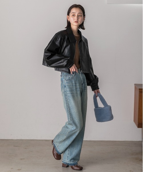ad thie（アドティエ）の「ショート ライダースジャケット（ライダースジャケット・レディース・ピンク/ブラック/ブラウン・FREE）」の18枚目の写真