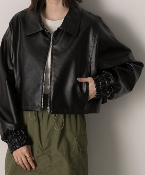 ad thie（アドティエ）の「ショート ライダースジャケット（ライダースジャケット・レディース・ピンク/ブラック/ブラウン・FREE）」の22枚目の写真