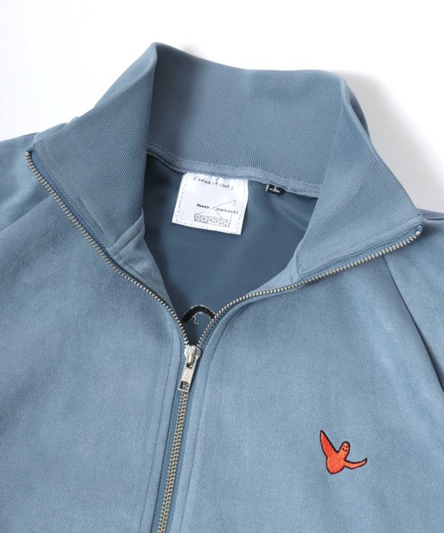 【セール】(What it isNt） ART BY MARK GONZALES/(ワットイットイズント) アートバイマークゴンザレス オーバーサイズ カットスウェード バックプリント ロゴ ワンポイント刺繍 ライン トラックジャケット/ジャージ/レディース メンズ（ブルゾン）｜（What it isNt）ART BY MARKGONZALES（ワットイットイズント）