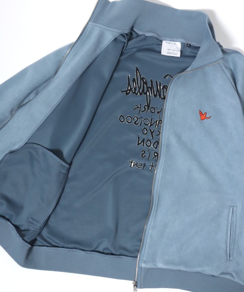 【セール】(What it isNt） ART BY MARK GONZALES/(ワットイットイズント) アートバイマークゴンザレス オーバーサイズ カットスウェード バックプリント ロゴ ワンポイント刺繍 ライン トラックジャケット/ジャージ/レディース メンズ（ブルゾン）｜（What it isNt）ART BY MARKGONZALES（ワットイットイズント）