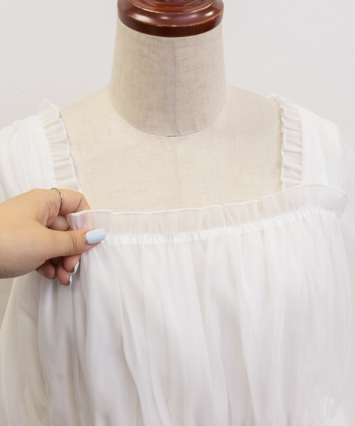 CLETTE(クレット)の「袖リボンフリルシアーブラウス(シャツ/ブラウス・レディース・ブラック/オフホワイト・LL/3L/4L)」の12枚目の写真