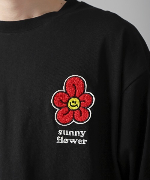 ワンポイントフラワーサガラ刺繍ロンT（Tシャツ/カットソー
