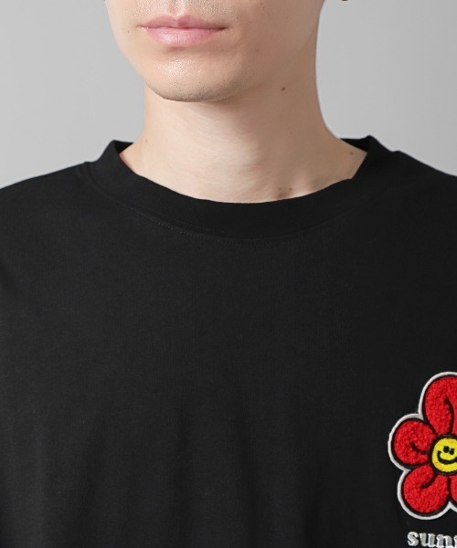 LUXSTYLE（ラグスタイル）の「ワンポイントフラワーサガラ刺繍ロンT（Tシャツ/カットソー・メンズ・ホワイト/ブラック・M/L）」の9枚目の写真