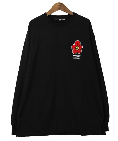 ワンポイントフラワーサガラ刺繍ロンT（Tシャツ/カットソー