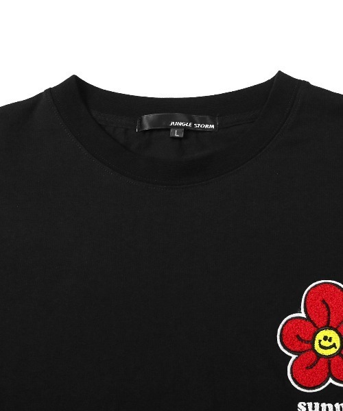 LUXSTYLE（ラグスタイル）の「ワンポイントフラワーサガラ刺繍ロンT（Tシャツ/カットソー・メンズ・ホワイト/ブラック・M/L）」の13枚目の写真