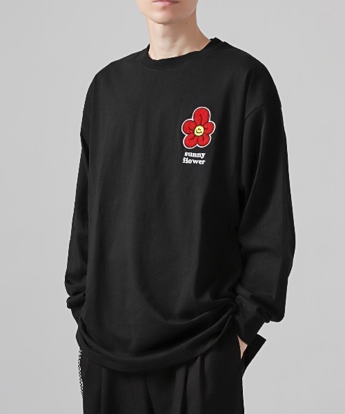 ワンポイントフラワーサガラ刺繍ロンT（Tシャツ/カットソー