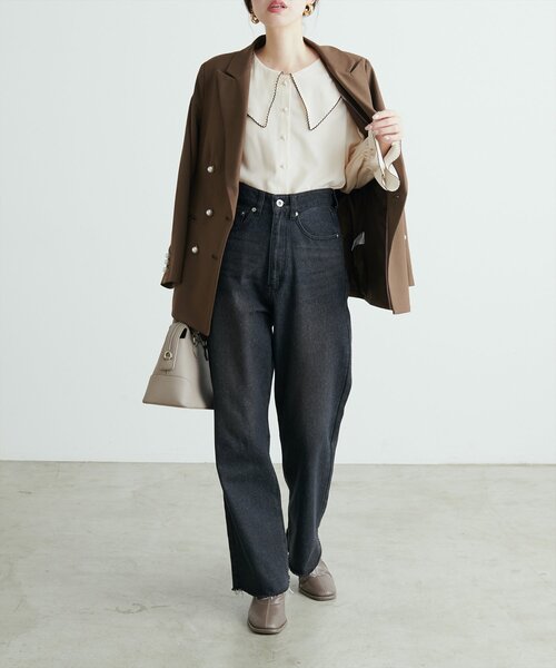 natural couture(ナチュラルクチュール)の「配色ピコ刺繍セーラーカラーブラウス(シャツ/ブラウス・レディース・ピンク/ブラウン/ブルー/アイボリー/ブラック・FREE)」の18枚目の写真