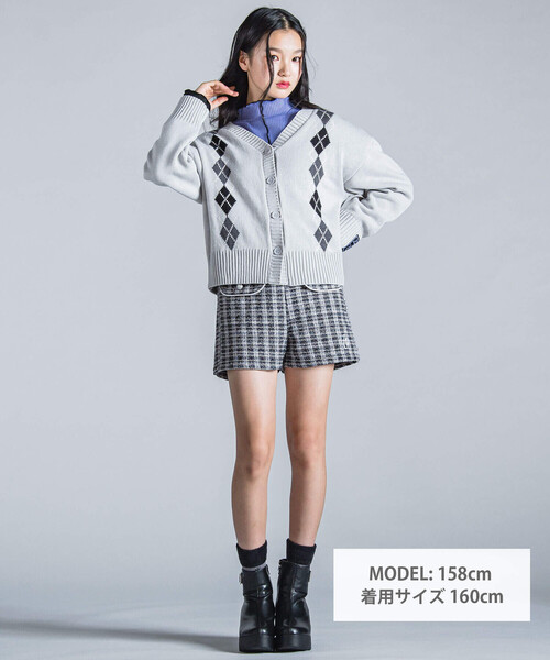 ZIDDY(ジディ)の「アーガイルチェック柄カーディガン(130~160cm)(カーディガン/ボレロ・キッズ・ネイビー/グレー・140cm/130cm/150cm/FREE)」の12枚目の写真