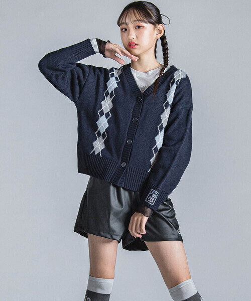 ZIDDY(ジディ)の「アーガイルチェック柄カーディガン(130~160cm)(カーディガン/ボレロ・キッズ・ネイビー/グレー・140cm/130cm/150cm/FREE)」の13枚目の写真