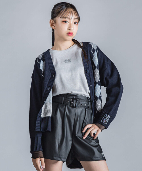 ZIDDY(ジディ)の「アーガイルチェック柄カーディガン(130~160cm)(カーディガン/ボレロ・キッズ・ネイビー/グレー・140cm/130cm/150cm/FREE)」の14枚目の写真