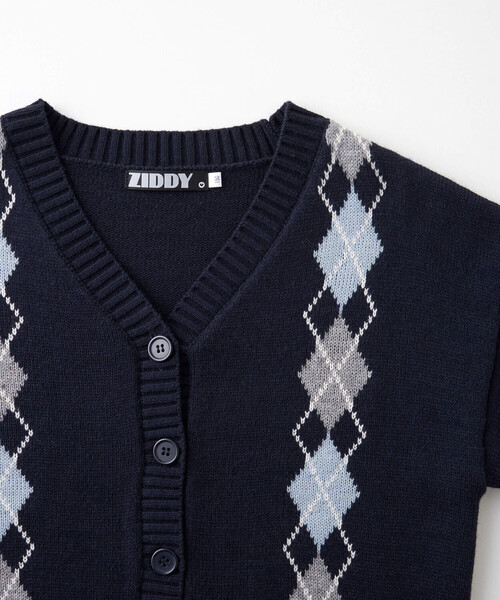 ZIDDY(ジディ)の「アーガイルチェック柄カーディガン(130~160cm)(カーディガン/ボレロ・キッズ・ネイビー/グレー・140cm/130cm/150cm/FREE)」の18枚目の写真