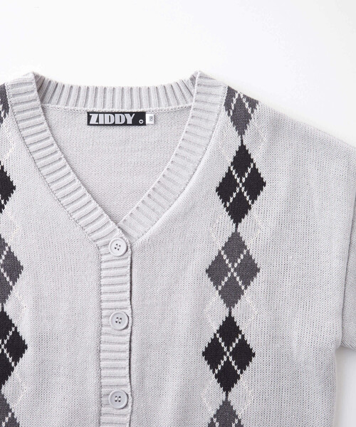 ZIDDY(ジディ)の「アーガイルチェック柄カーディガン(130~160cm)(カーディガン/ボレロ・キッズ・ネイビー/グレー・140cm/130cm/150cm/FREE)」の8枚目の写真