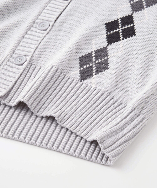 ZIDDY(ジディ)の「アーガイルチェック柄カーディガン(130~160cm)(カーディガン/ボレロ・キッズ・ネイビー/グレー・140cm/130cm/150cm/FREE)」の9枚目の写真