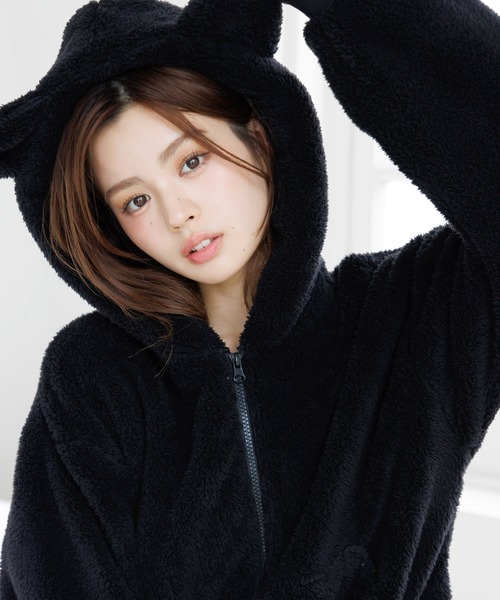 Dita（ディータ）の「ぷっくり耳付き。ねこ耳ファー起毛セットアップ（パーカー＆ロングパンツset）（ルームウェア/パジャマ・レディース・ピンクベージュ/ブラウン系その他/ブラック/アイボリー/サックスブルー系/ホワイト/ラベンダー・FREE）」の22枚目の写真