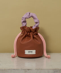 【GRAIN/グレイン】ギャザーハンドル巾着ラウンドバッグ ＃Loon