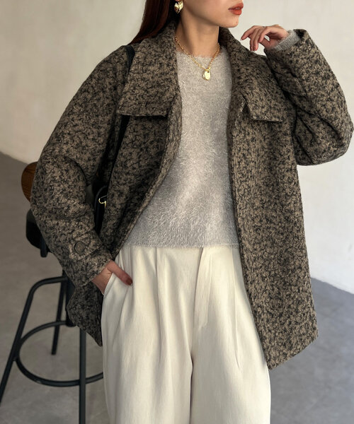 【セール】プードルファーBACKコクーンスタンドネックコート（その他アウター）｜Chez toi（シェトワ）