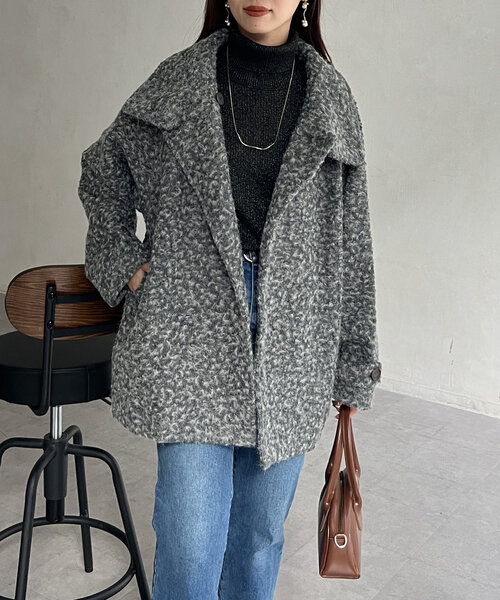 【セール】プードルファーBACKコクーンスタンドネックコート（その他アウター）｜Chez toi（シェトワ）