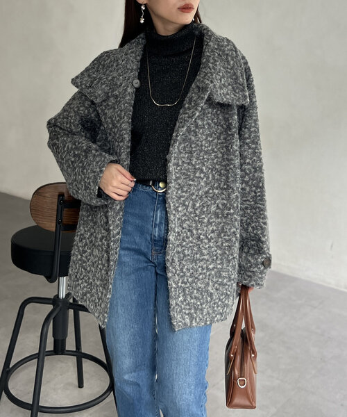 【セール】プードルファーBACKコクーンスタンドネックコート（その他アウター）｜Chez toi（シェトワ）