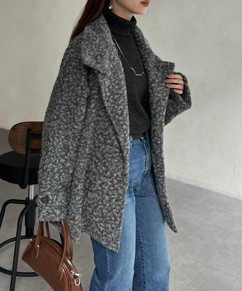 【セール】プードルファーBACKコクーンスタンドネックコート（その他アウター）｜Chez toi（シェトワ）