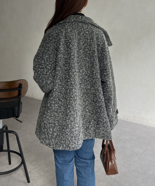 【セール】プードルファーBACKコクーンスタンドネックコート（その他アウター）｜Chez toi（シェトワ）