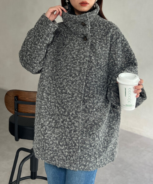 【セール】プードルファーBACKコクーンスタンドネックコート（その他アウター）｜Chez toi（シェトワ）