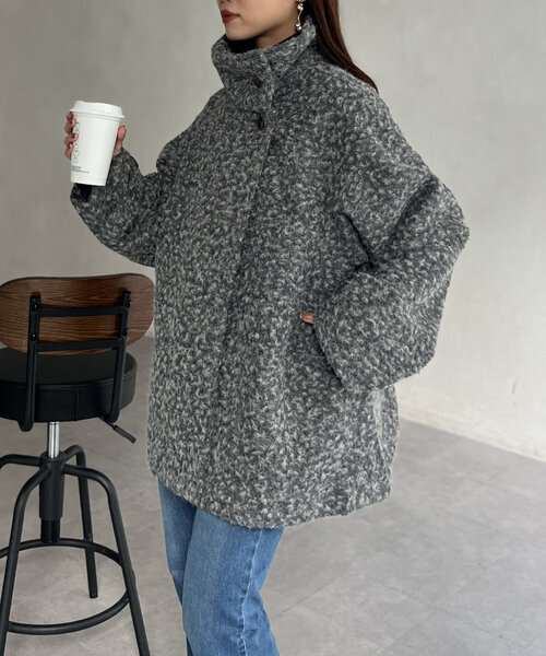 【セール】プードルファーBACKコクーンスタンドネックコート（その他アウター）｜Chez toi（シェトワ）