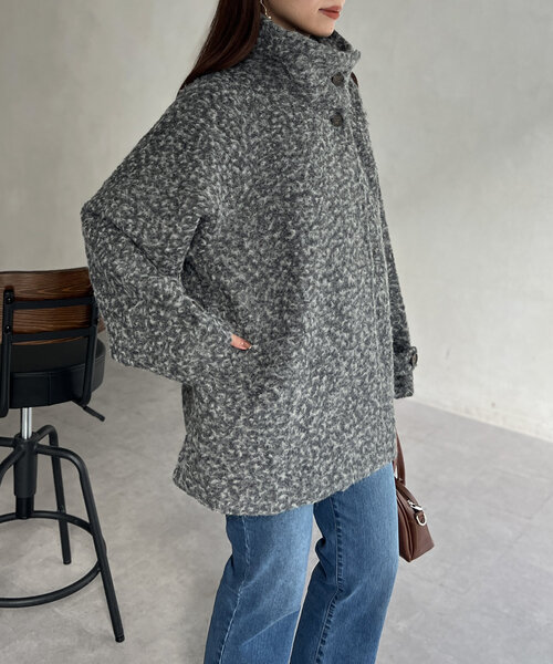 【セール】プードルファーBACKコクーンスタンドネックコート（その他アウター）｜Chez toi（シェトワ）