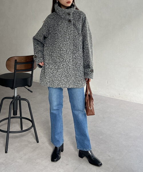 【セール】プードルファーBACKコクーンスタンドネックコート（その他アウター）｜Chez toi（シェトワ）