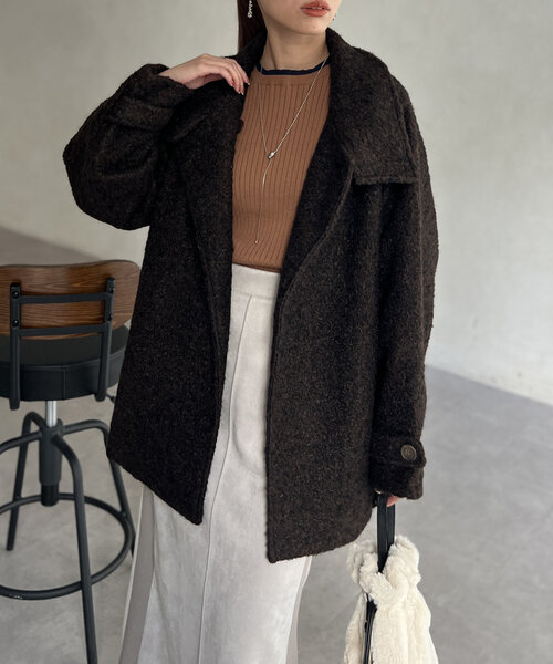 【セール】プードルファーBACKコクーンスタンドネックコート（その他アウター）｜Chez toi（シェトワ）