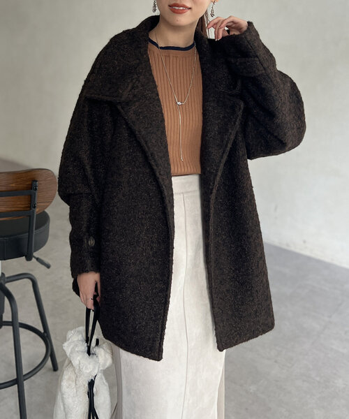 【セール】プードルファーBACKコクーンスタンドネックコート（その他アウター）｜Chez toi（シェトワ）