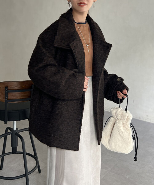 【セール】プードルファーBACKコクーンスタンドネックコート（その他アウター）｜Chez toi（シェトワ）