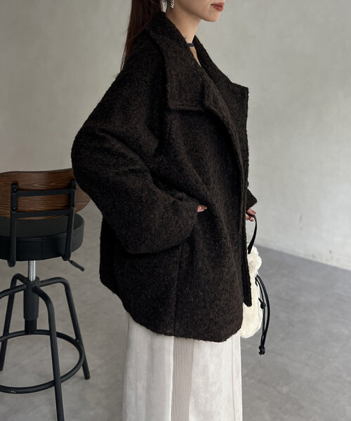 【セール】プードルファーBACKコクーンスタンドネックコート（その他アウター）｜Chez toi（シェトワ）