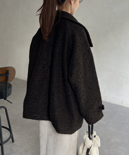 【セール】プードルファーBACKコクーンスタンドネックコート（その他アウター）｜Chez toi（シェトワ）