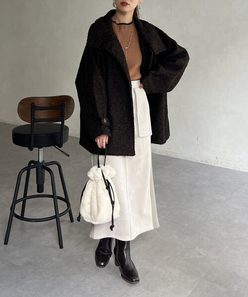 【セール】プードルファーBACKコクーンスタンドネックコート（その他アウター）｜Chez toi（シェトワ）